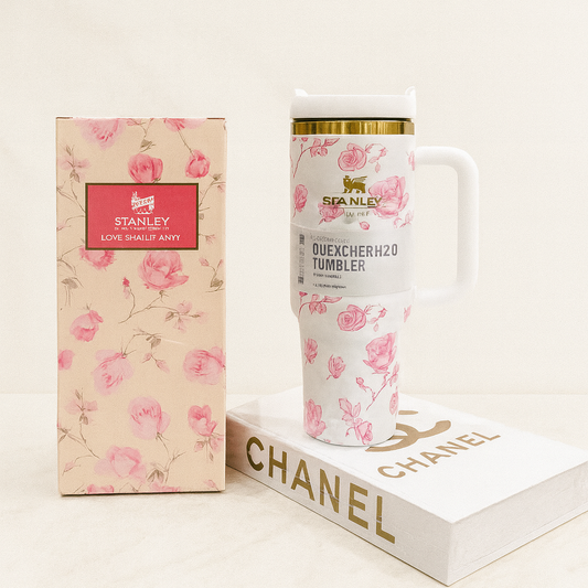 Stanley x Love Shack Fancy - Tumbler Quencher White and floral pink 40oz