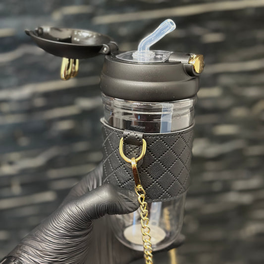 Rabbit acrylic black water bottle - 600ml