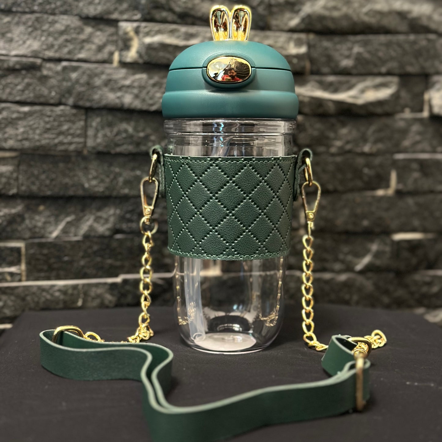Rabbit acrylic green water bottle - 600ml