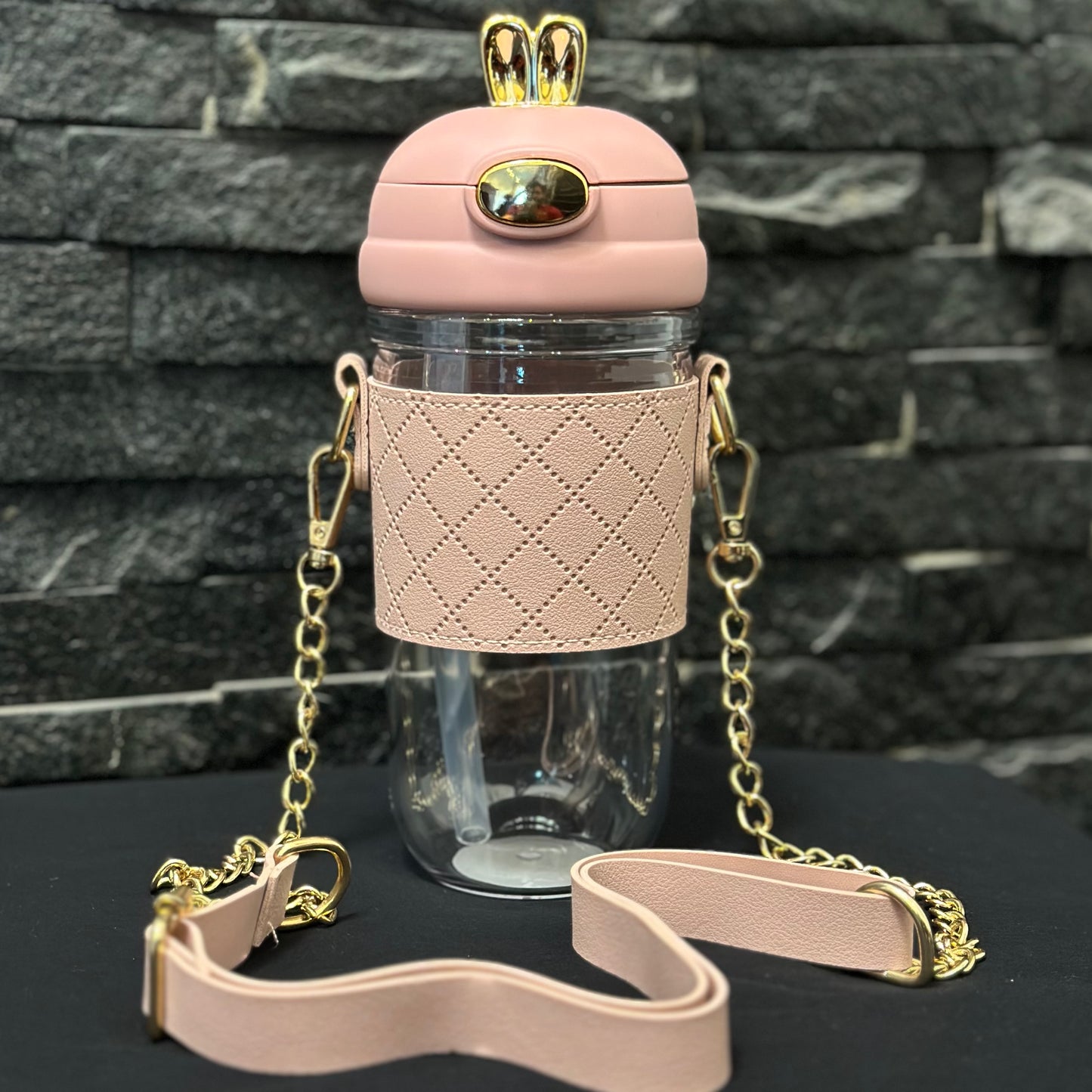 Rabbit acrylic pink water bottle - 600ml