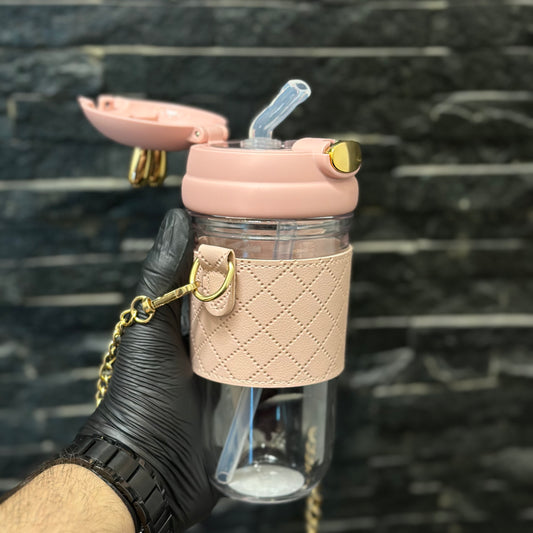 Rabbit acrylic pink water bottle - 600ml