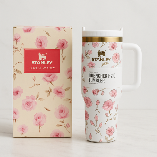 Stanley x Love Shack Fancy - Tumbler Quencher White and floral pink  40oz