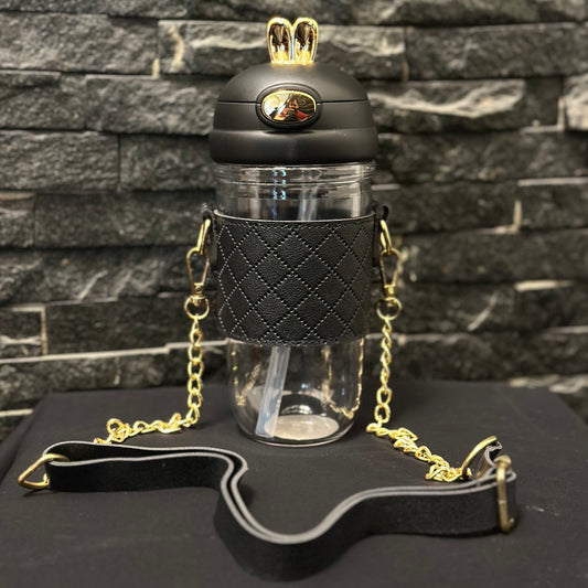 Rabbit acrylic black water bottle - 600ml
